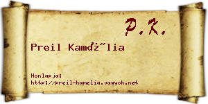Preil Kamélia névjegykártya